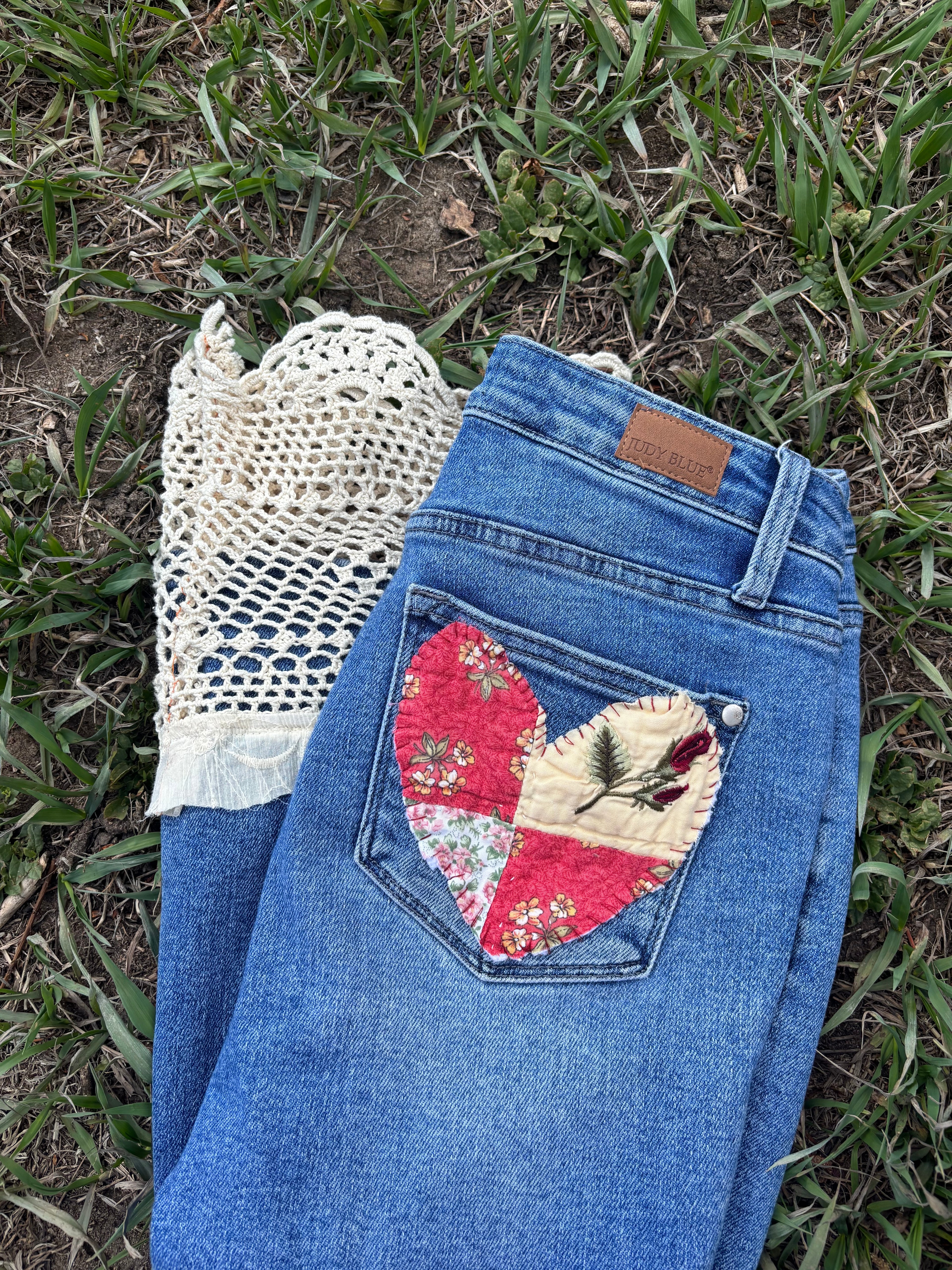 Heart back laced bootcut jeans
